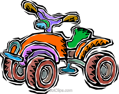 480x380 Child's 4 Wheel Drive Bike Royalty Free Vector Clip Art