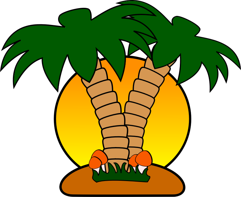 800x655 Free Tropical Island With Palm Trees Clip Art
