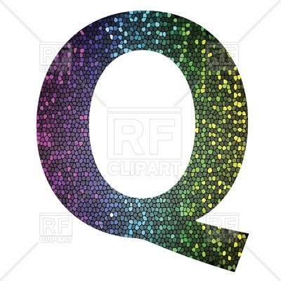 400x400 Glittering Mosaic Font, Letter Q Royalty Free Vector Clip Art