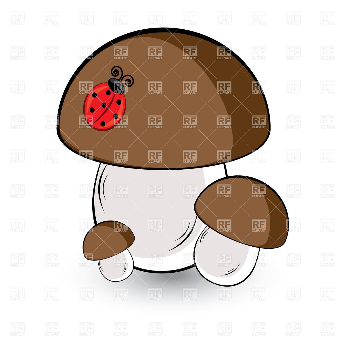1200x1200 Three White Mushroom And Ladybug Royalty Free Vector Clip Art