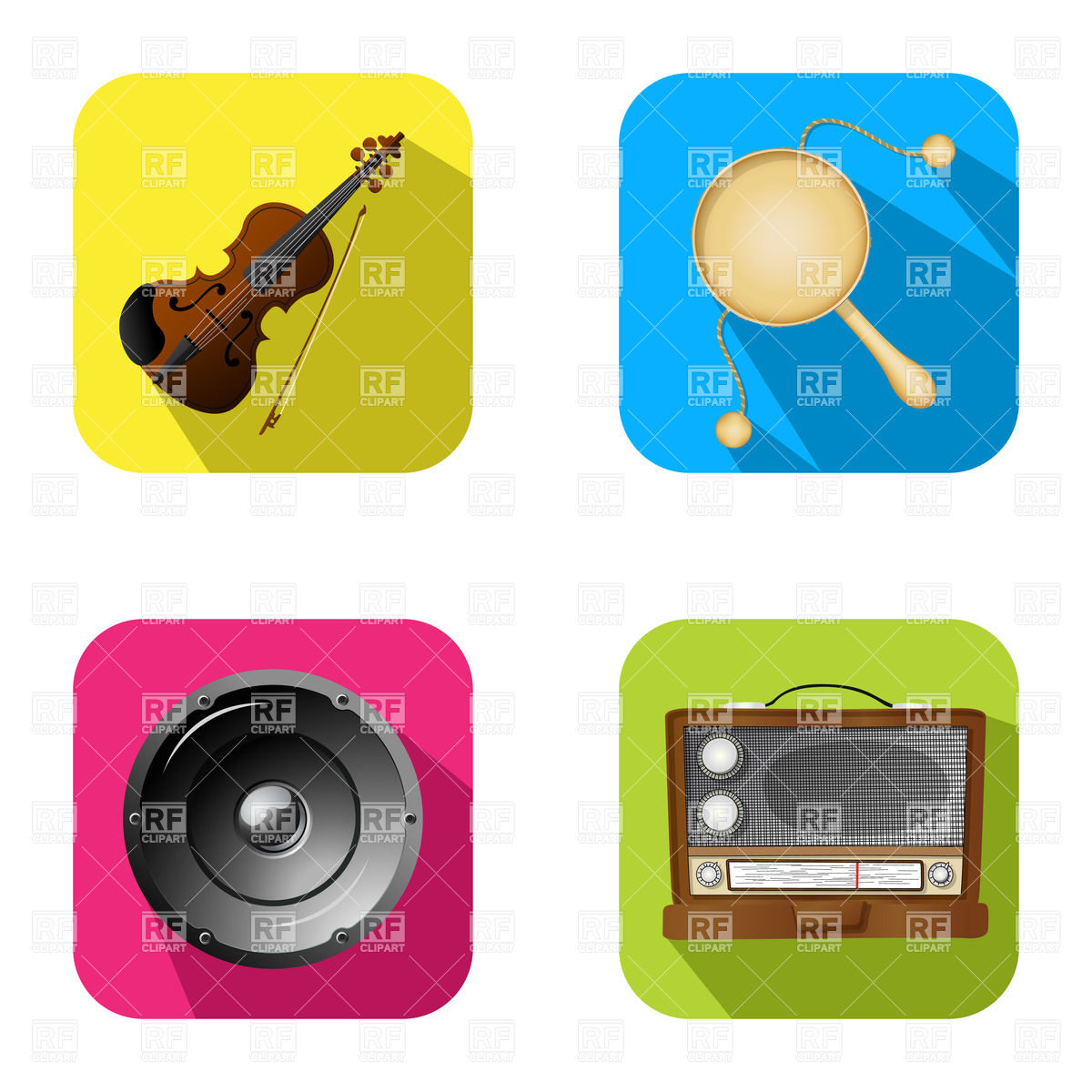 1200x1200 Music Instruments Icons Royalty Free Vector Clip Art Image
