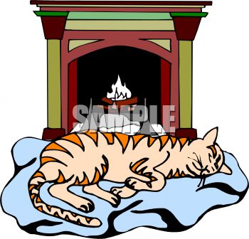 350x336 Family Cat Sleeping In Front Of The Fire