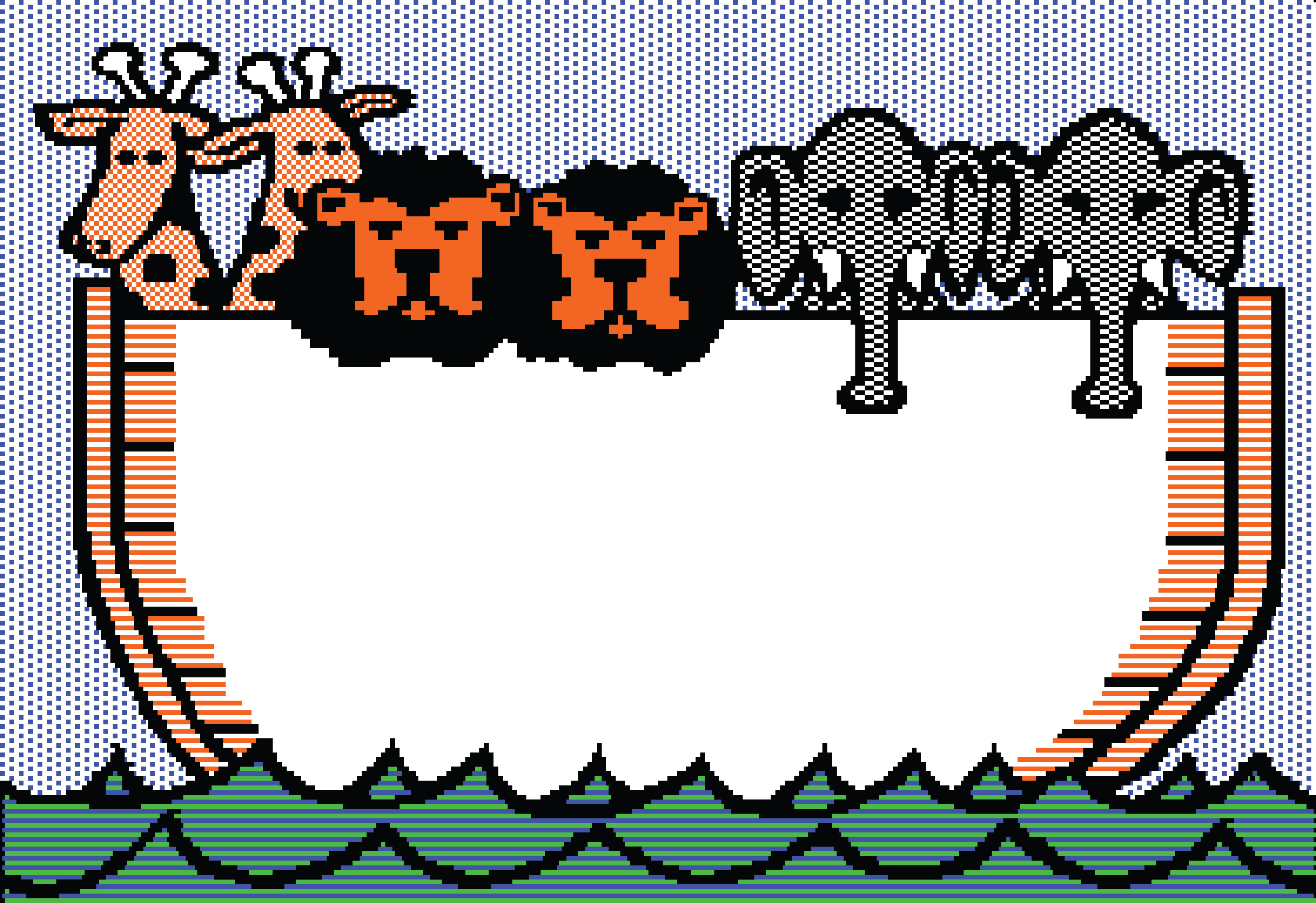 4000x2743 Free Clipart Of A Noahs Ark Beagle Screen With Giraffes, Lions