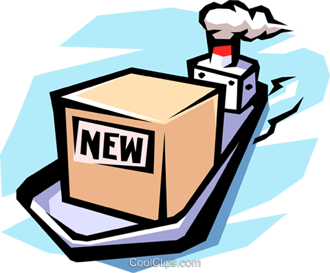 480x397 Ocean Liner Delivering New Products Royalty Free Vector Clip Art