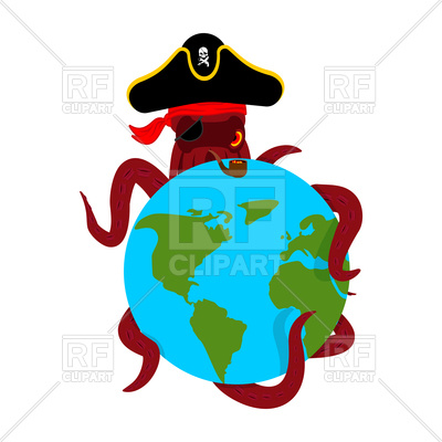400x400 Octopus Pirate And Earth Royalty Free Vector Clip Art Image