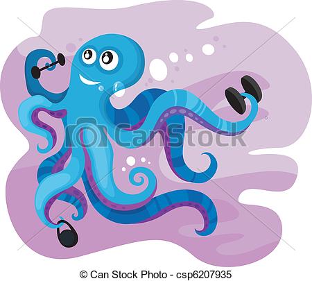 450x405 Vector Illustration Of A Cute Octopus Clipart Vector