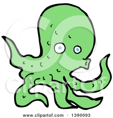 450x470 Cartoon Of A Green Octopus