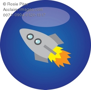 300x296 Button Graphic Of The Spaceship Rocket Flying Through Outer Space