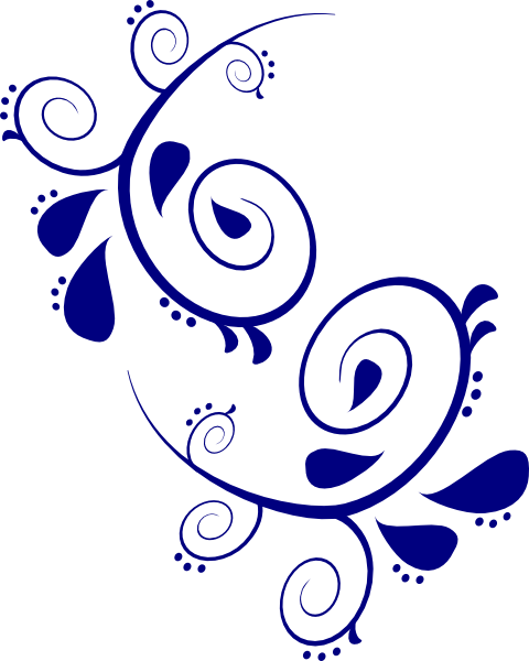480x600 Navy Paisley Scroll Clip Art