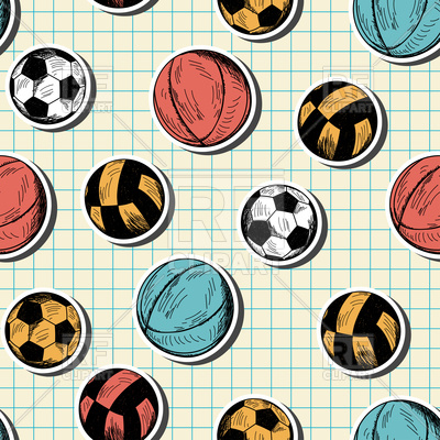 400x400 Seamless Pattern With Hand Drawn Sport Balls Royalty Free Vector