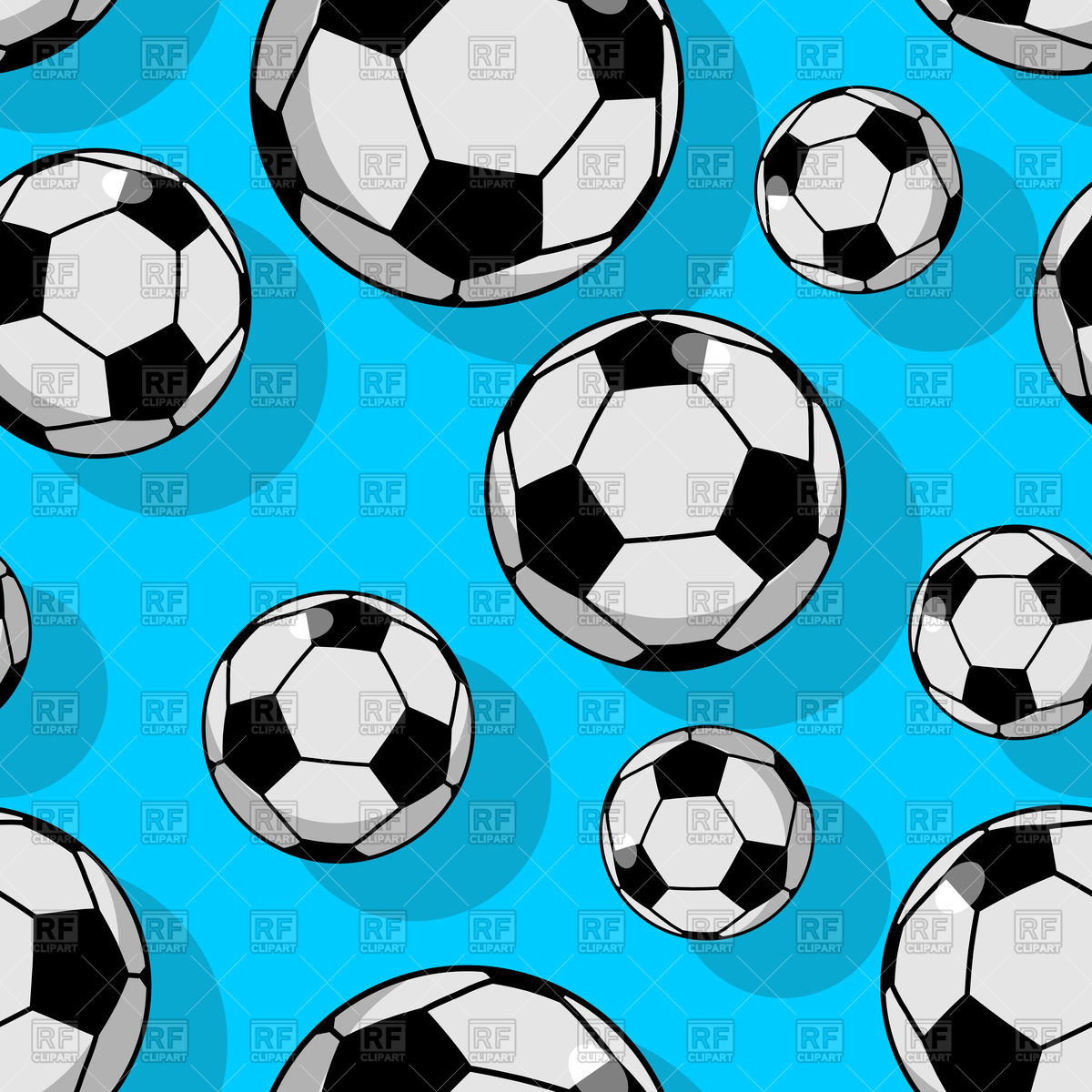 1200x1200 Soccer Ball Seamless Blue Pattern Royalty Free Vector Clip Art