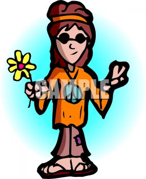 285x350 Hippy Giving The Peace Sign Clip Art