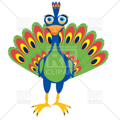 400x400 Cartoon Peacock Front View Free Download Vector Clip Art Image