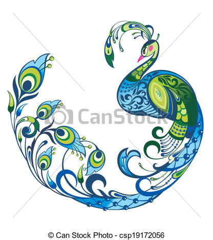 416x470 Peacock. Vector Bird Clipart Vector