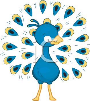 314x350 Cartoon Clip Art Of A Peacock With His Beautiful Feathers Spread