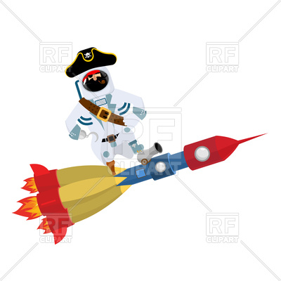 400x400 Space Pirate On Rocket Royalty Free Vector Clip Art Image