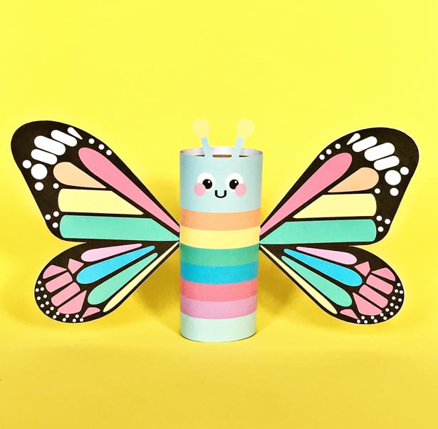 615x602 Rainbow Butterfly Paper Tube Craft With Free Printables