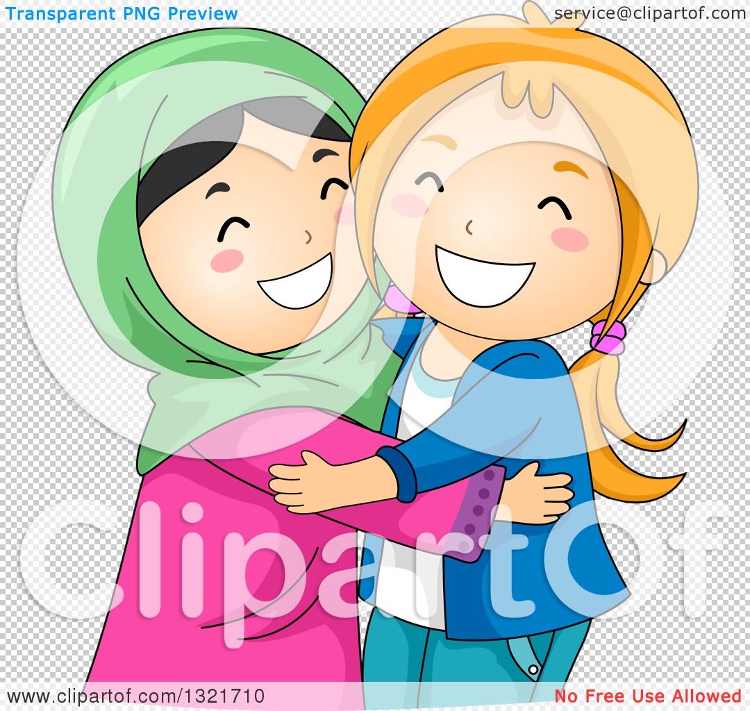 1080x1024 Clipart Of Happy Muslim And Christian Girls Hugging