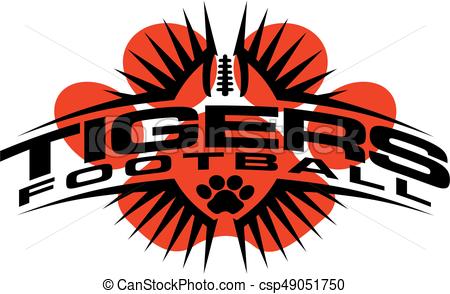 450x294 Tigers Football Team Design With Paw Print And Ball For Clipart