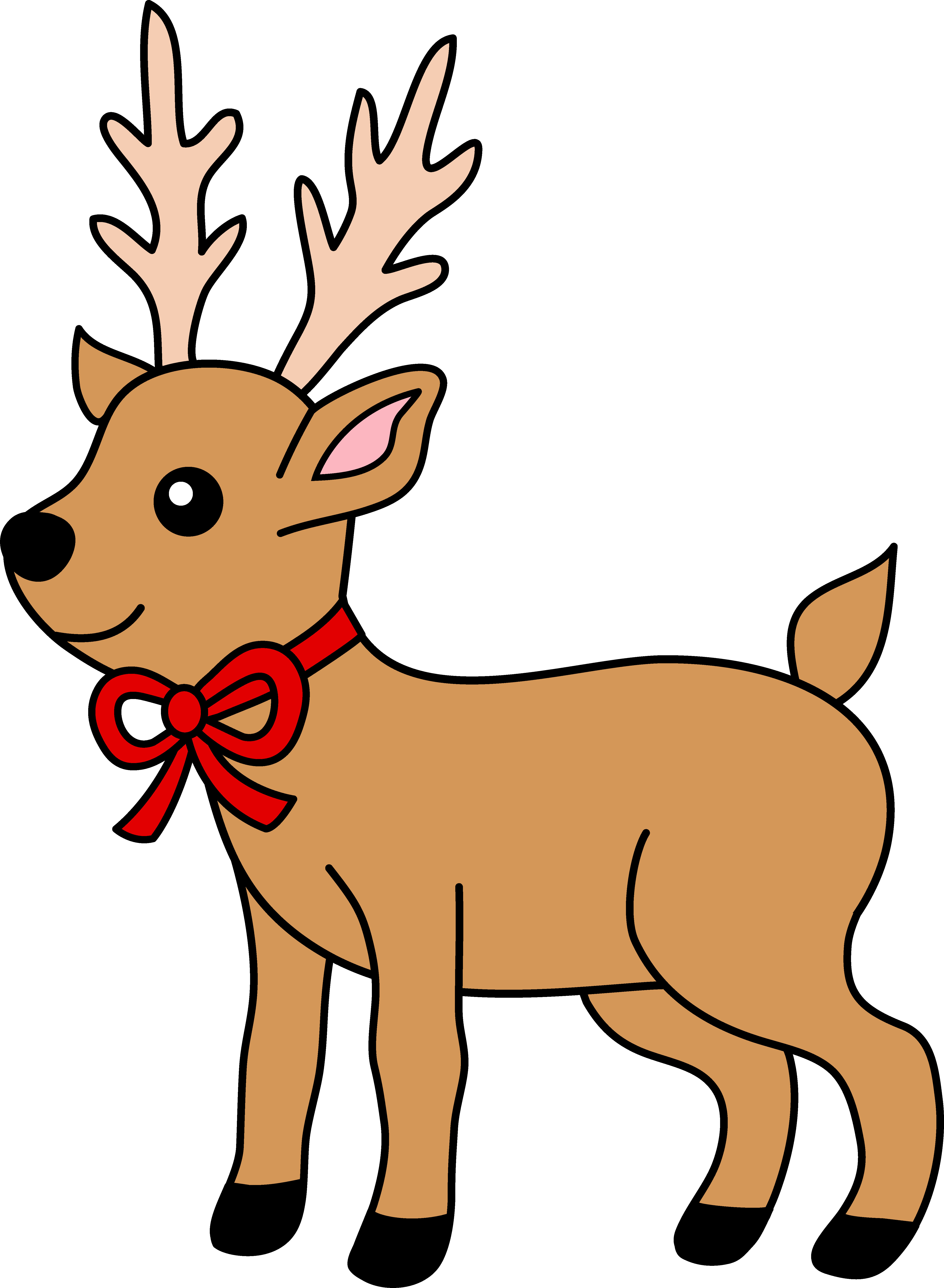 4945x6740 Christmas Reindeer With Red Ribbon Free Clip Art Incredible