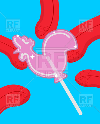 324x400 Cockerel Candy Lick, Lollipop Rooster On Tongues Royalty Free