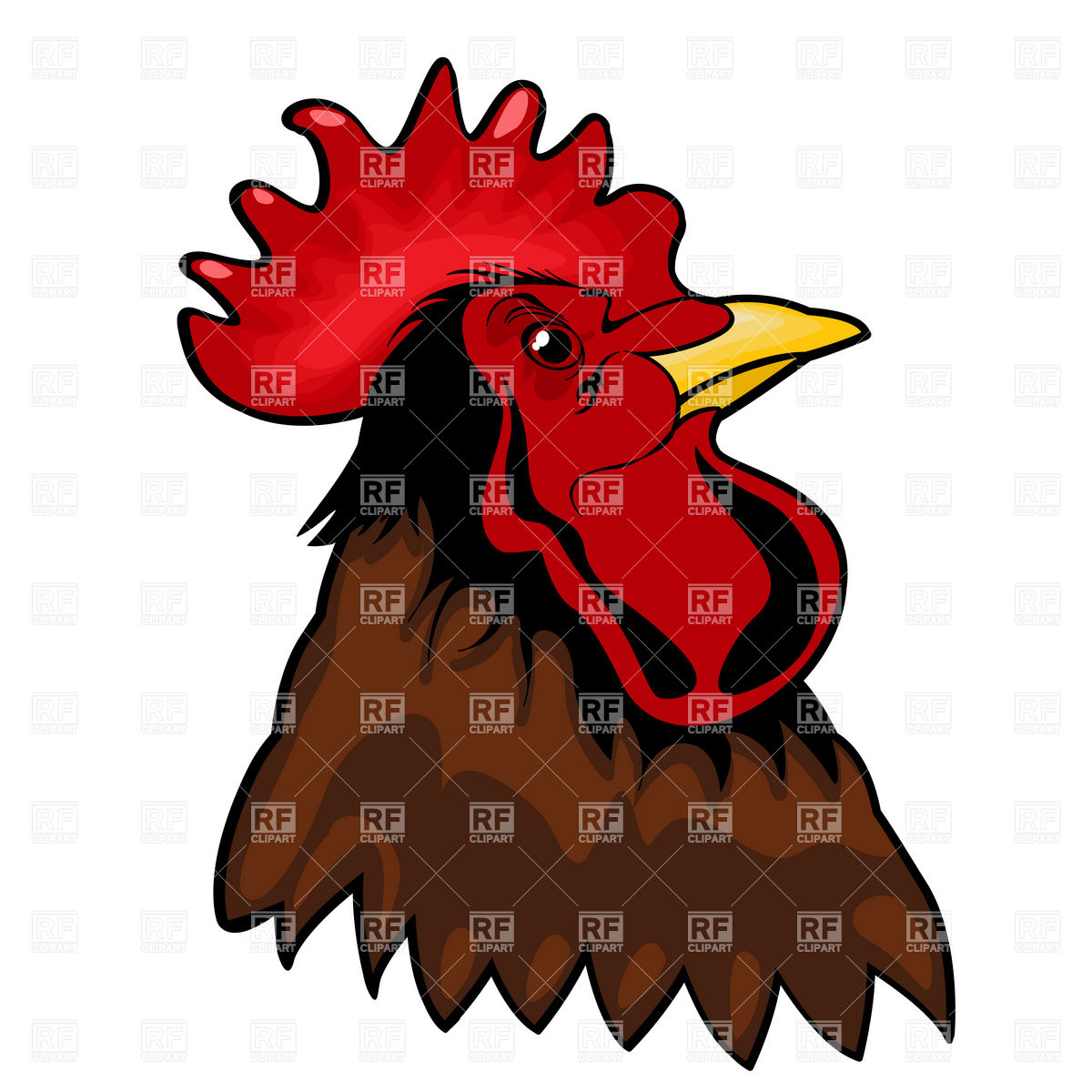 1200x1200 Rooster's Head Royalty Free Vector Clip Art Image