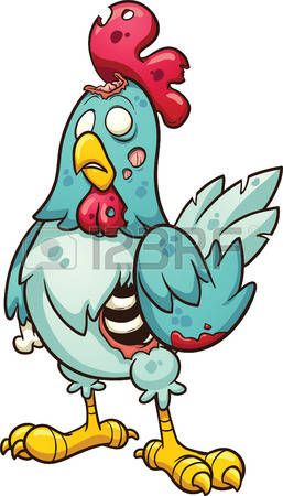 257x450 Cartoon Zombie Chicken Vector Clip Art Illustration With Simple