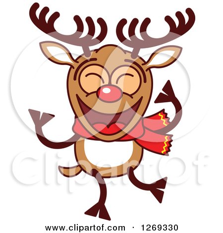 450x470 Clipart Of A Happy Dancing Christmas Rudolph Reindeer