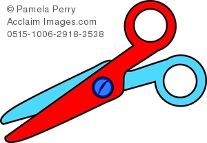300x208 Clip Art Image Of A Pair Of Child's Safety Scissors Cutting Paper