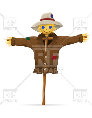 311x400 Scarecrow Made Of Straw In Coat And Hat Royalty Free Vector Clip