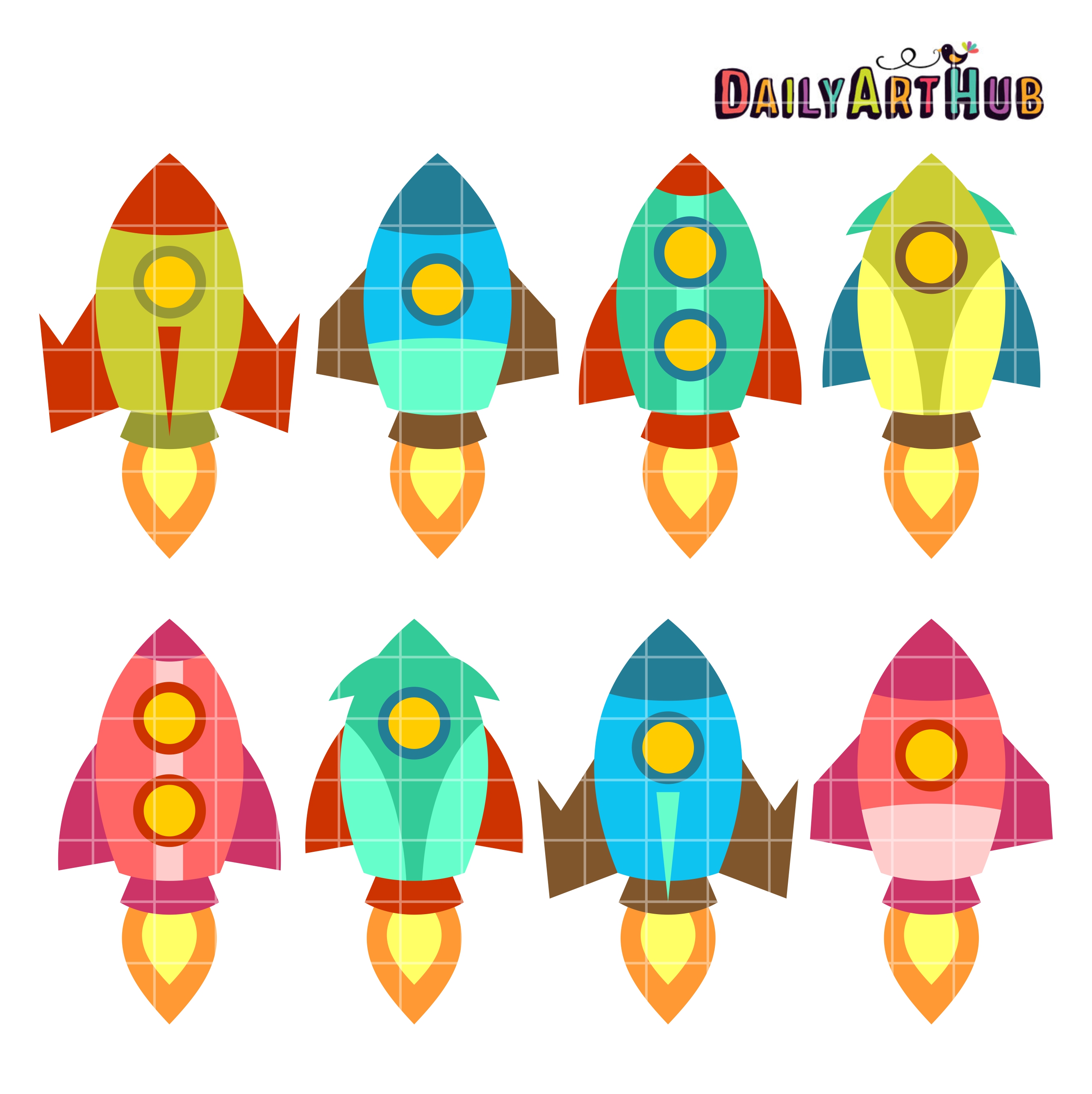 2664x2670 Old School Rocket Ships Clip Art Set Daily Art Hub Free Clip