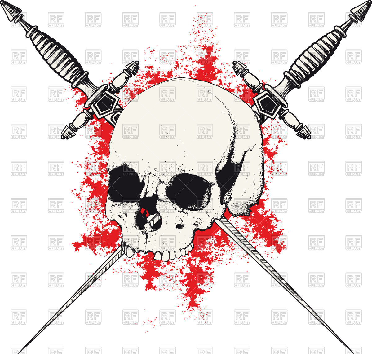 1200x1143 Skull With Two Crossed Daggers On Spot Of Blood Royalty Free