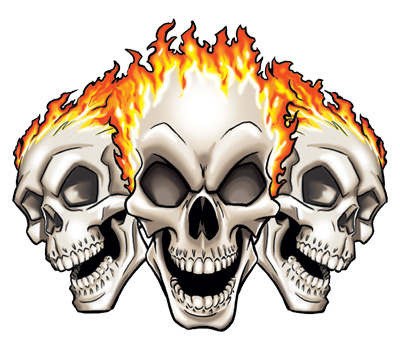 400x350 Cool Flaming Skull Clipart