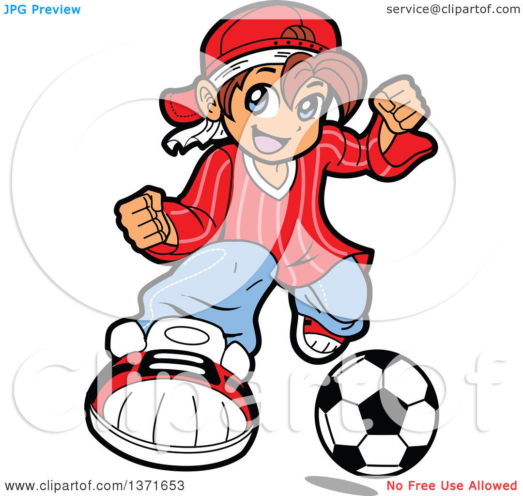 1080x1024 Clipart Of A Manga Boy Playing Soccer