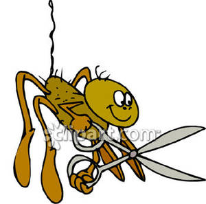 300x297 Cartoon Spider With Scissors