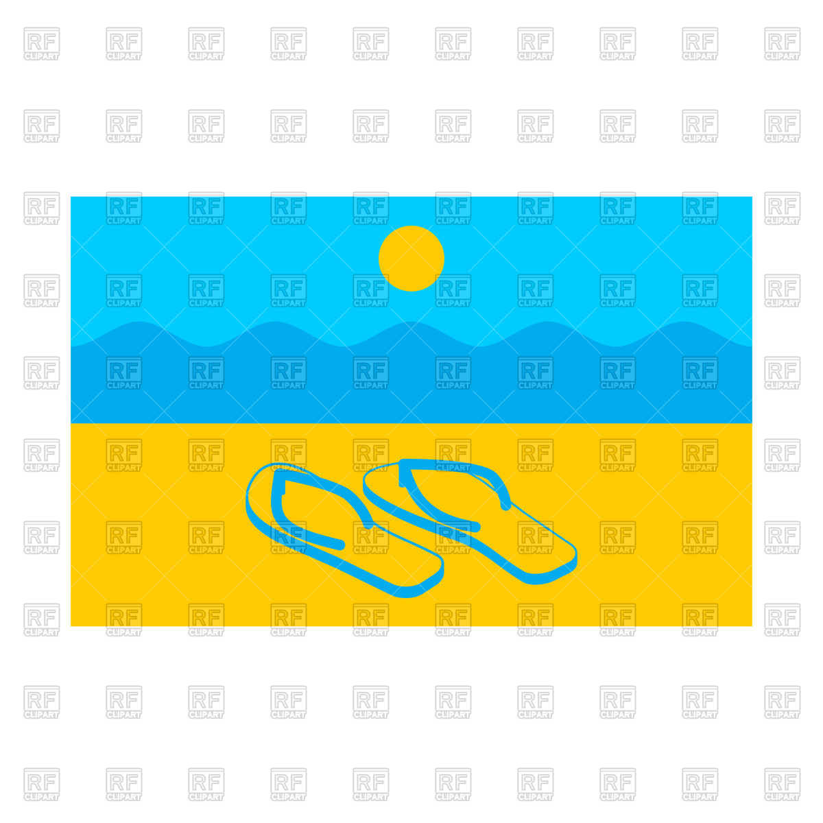 1200x1200 Summer Flag. Symbol Of Solar State. Beach And Slippers. Royalty