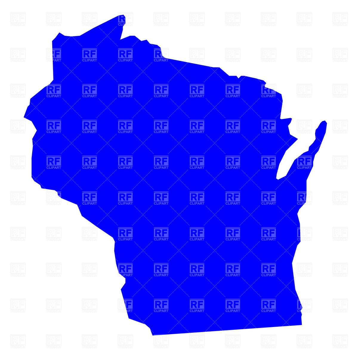 1200x1200 Wisconsin State Map Royalty Free Vector Clip Art Image