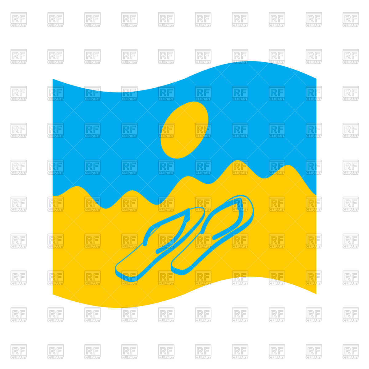 1200x1200 Summer Flag. Beach And Slippers. Royalty Free Vector Clip Art