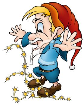 279x350 Royalty Free Clip Art Image Cartoon Of An Elf Tangled Up In Star