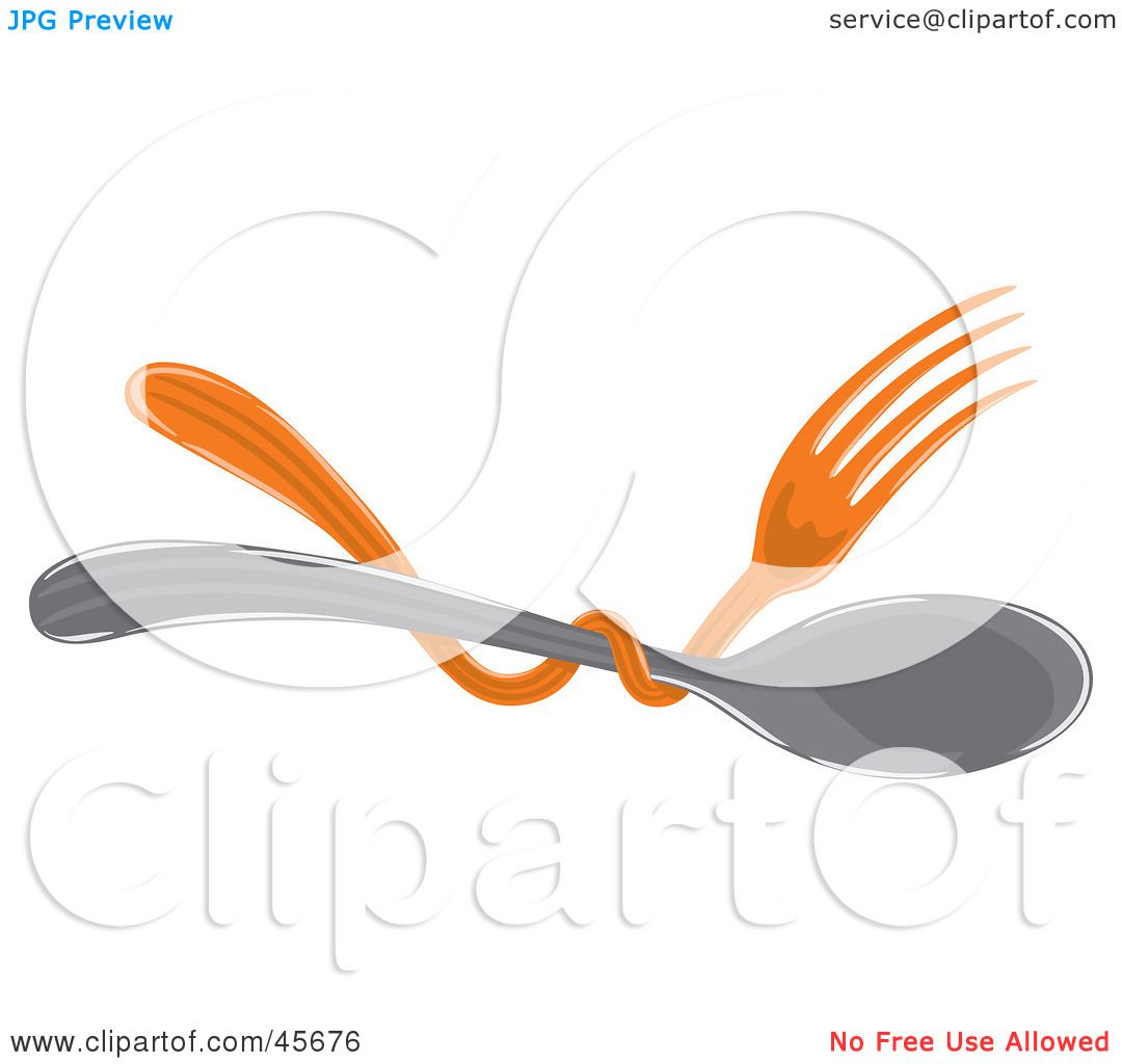 1080x1024 Royalty Free (Rf) Clipart Illustration Of An Orange Fork Tangled