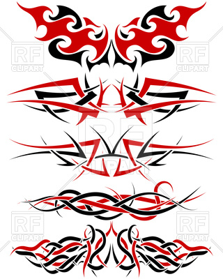320x400 Black, White And Red Patterns Of Tribal Tattoo Royalty Free Vector