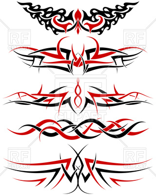 320x400 Black With Red Patterns Of Tribal Tattoo Royalty Free Vector Clip