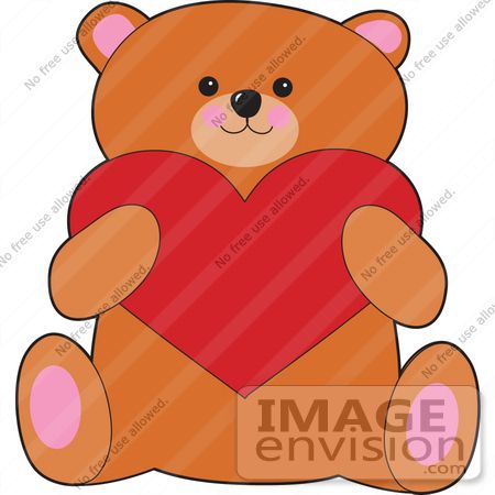 450x450 Clip Art Graphic Of A Valentines Day Teddy Bear Holding A Big Red