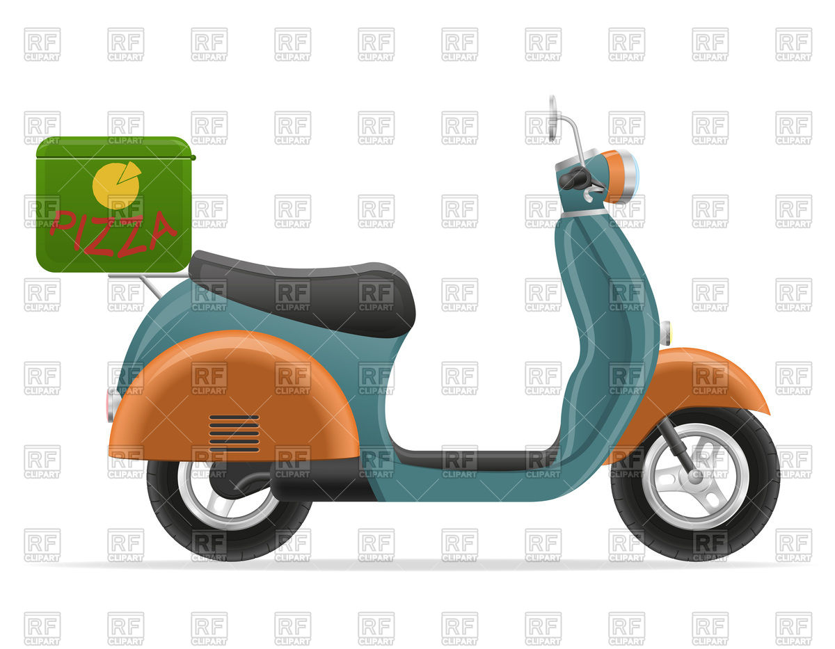 1200x933 Retro Scooter For Pizza Delivery Royalty Free Vector Clip Art