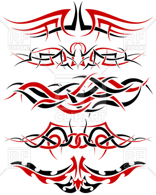 320x400 Patterns Of Black And Red Tribal Tattoo Design Royalty Free Vector