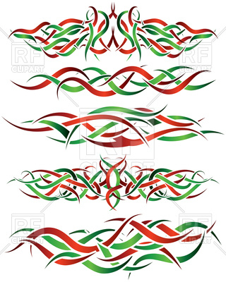 320x400 Patterns Of Red And Green Tribal Tattoo Royalty Free Vector Clip