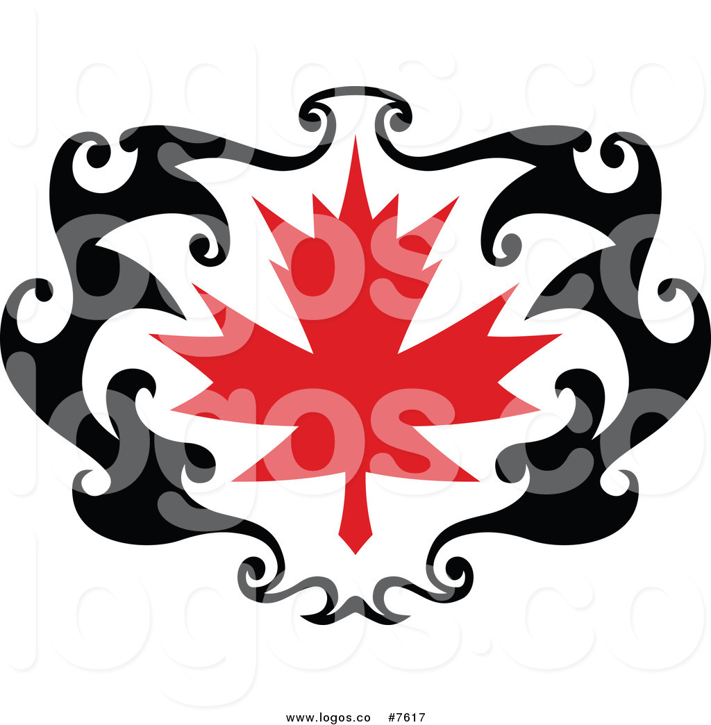 1024x1044 Royalty Free Clip Art Vector Logo Of A Black And Red Tribal Maple