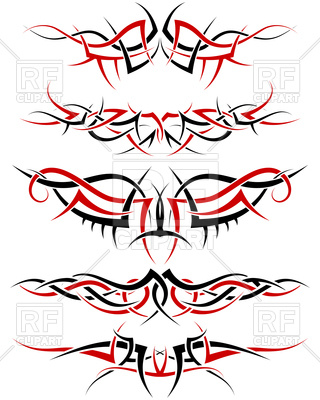 320x400 Set Of Black And Red Tribal Tattoo Patterns Royalty Free Vector