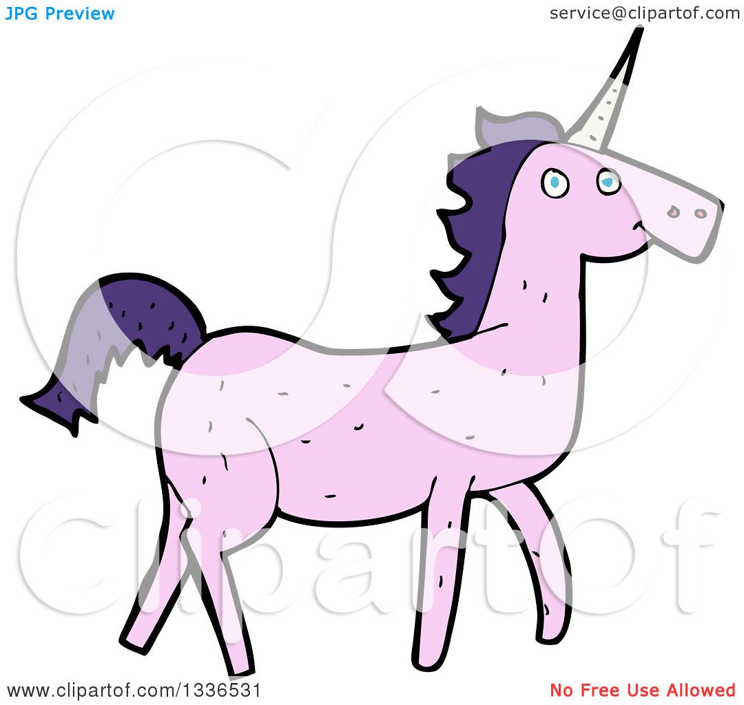 1080x1024 Clipart Of A Pink Unicorn With Purple Hair