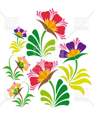 320x400 Decorative Flower Set Royalty Free Vector Clip Art Image